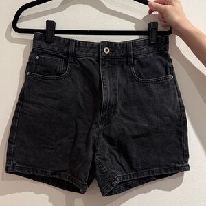 Zara Black High-Waist Denim Shorts